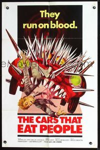 2n420 CARS THAT EAT PEOPLE 1sh '74 early Peter Weir, sensational art of killer auto eating victim!