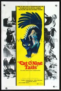2n421 CAT O' NINE TAILS one-sheet poster '71 Dario Argento's Il Gatto a Nove Code, cool horror art!