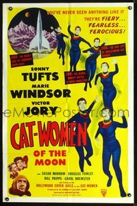 2n424 CAT-WOMEN OF THE MOON one-sheet '53 campy cult classic, they're fiery, fearless & ferocious!