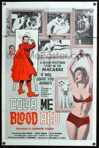 2n442 COLOR ME BLOOD RED 1sh '65 Herschell Gordon Lewis, gruesome images of pretty girls tortured!