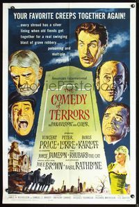 2n445 COMEDY OF TERRORS 1sheet '64 Boris Karloff, Peter Lorre, Vincent Price, Joe E. Brown, Tourneur