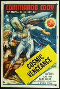 2n446 COMMANDO CODY Chap 3 one-sheet movie poster '53 Sky Marshal of the Universe, cool sci-fi art!