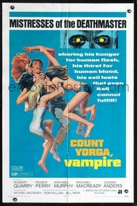 2n455 COUNT YORGA VAMPIRE one-sheet '70 AIP, artwork of the mistresses of the deathmaster feeding!