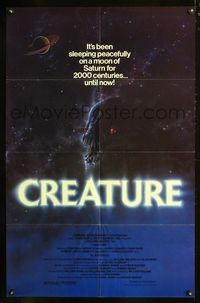 2n458 CREATURE one-sheet movie poster '85 really cool artwork of monster in space by Todd Curtis!