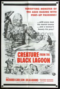 2n460 CREATURE FROM THE BLACK LAGOON military 1sh R50s cool art of monster & sexy Julie Adams