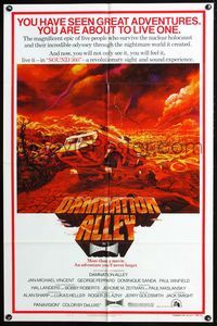 2n476 DAMNATION ALLEY one-sheet '77 Jan-Michael Vincent, artwork of cool vehicle by Paul Lehr!