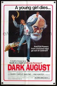 2n477 DARK AUGUST 1sheet '76 a young girl dies & evil powers from a tortured mind go out of control!