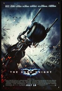 2n481 DARK KNIGHT DS bat bike advance one-sheet poster '08 Christian Bale as Batman on motorcycle!