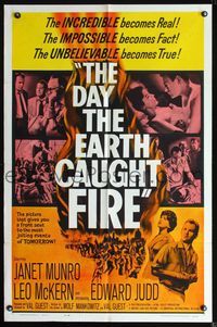 2n495 DAY THE EARTH CAUGHT FIRE one-sheet '62 Val Guest sci-fi, the most jolting events of tomorrow!