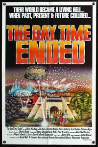 2n497 DAY TIME ENDED one-sheet '80 their lives became a living Hell, wacky sci-fi monster art!