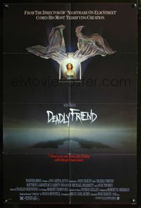 2n501 DEADLY FRIEND one-sheet poster '86 Wes Craven, cool art of robot Kristy Swanson in window!