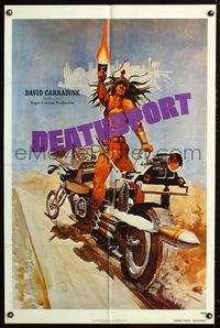 2n504 DEATHSPORT teaser 1sheet '78 David Carradine, great artwork of futuristic battle motorcycle!