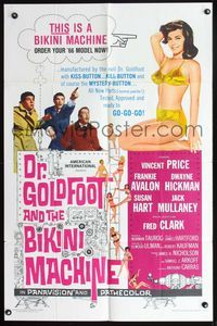 2n518 DR. GOLDFOOT & THE BIKINI MACHINE 1sh '65 Vincent Price, sexy babes with kiss & kill buttons!