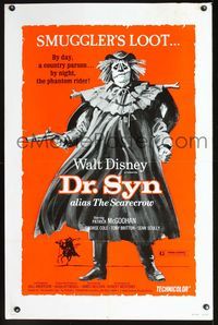 2n521 DR. SYN ALIAS THE SCARECROW one-sheet R75 by day a country parson, by night the phantom rider!