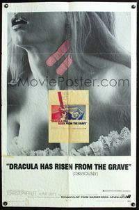 2n524 DRACULA HAS RISEN FROM THE GRAVE 1sh '69 Hammer, cool image of sexy girl w/bandaids on neck!
