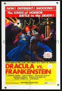 2n525 DRACULA VS. FRANKENSTEIN 1sheet '71 monster art of the kings of horror battling to the death!