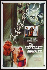 2n531 ELECTRONIC MONSTER one-sheet '60 Rod Cameron, artwork of sexy girl shocked by electricity!
