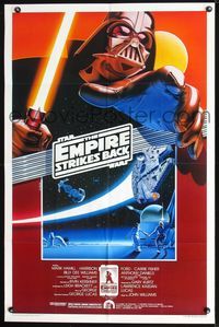 2n537 EMPIRE STRIKES BACK Kilian 1sh R90 George Lucas, cool different art of Darth Vader by Noble!