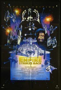 2n538 EMPIRE STRIKES BACK DS style C 1sh R97 George Lucas, cool different art by Drew Struzan!