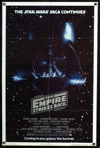 2n533 EMPIRE STRIKES BACK advance 1sh '80 George Lucas, great image of Darth Vader's head in space!