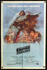 2n535 EMPIRE STRIKES BACK style B 1sh '80 George Lucas sci-fi classic, cool montage art by Tom Jung!