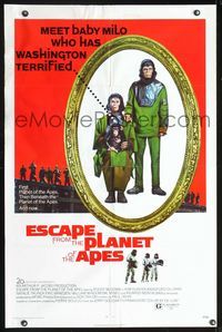 2n543 ESCAPE FROM THE PLANET OF THE APES one-sheet '71 meet Baby Milo who has Washington terrified!