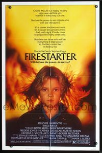 2n554 FIRESTARTER one-sheet poster '84 close up of creepy eight year-old Drew Barrymore, sci-fi!