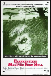 2n568 FRANKENSTEIN & THE MONSTER FROM HELL 1sh '74 your blood will run cold when the monster rises!