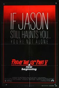 2n576 FRIDAY THE 13th PART V one-sheet poster '85 Jason still haunts you, slasher horror sequel!
