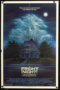 2n578 FRIGHT NIGHT one-sheet '85 great ghost horror image, a good reason to be afraid of the dark!