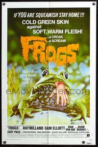 2n579 FROGS 1sheet '72 rare alternate style, if you are squeamish stay at home, nature strikes back!
