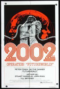 2n585 FUTUREWORLD style C one-sheet '76 sexy different art of Peter Fonda all over Blythe Danner!
