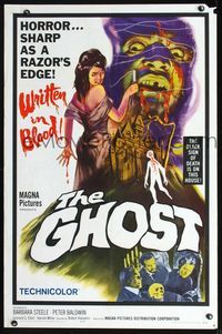 2n591 GHOST one-sheet movie poster '63 horror sharp as a razor's edge, written in blood!
