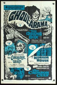2n598 GHOUL-ARAMA 1sheet '70 quad-bill of Oblong Box, Conqueror Worm, Horror House & Crimson Cult!