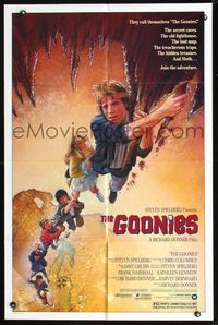 2n613 GOONIES one-sheet movie poster '85 Josh Brolin, teen adventure classic, Drew Struzan art!