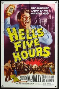 2n632 HELL'S FIVE HOURS one-sheet '58 the top suspense story of the nuclear age, cool artwork!
