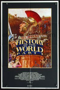2n635 HISTORY OF THE WORLD PART I one-sheet '81 artwork of gladiator Mel Brooks by John Alvin!