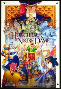 2n649 HUNCHBACK OF NOTRE DAME DS one-sheet '96 Walt Disney cartoon, great image of entire cast!