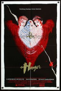 2n650 HUNGER one-sheet poster '83 cool artwork of vampire Catherine Deneuve & rocker David Bowie!