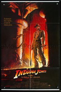 2n659 INDIANA JONES & THE TEMPLE OF DOOM 1sheet '84 full-length art of Harrison Ford by Bruce Wolfe!