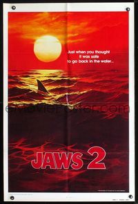 2n675 JAWS 2 teaser 1sh '78 classic just when you thought it was safe to go back in the water image!