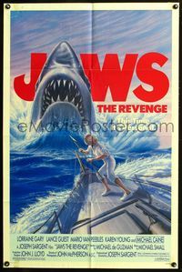 2n678 JAWS: THE REVENGE 1sheet '87 great artwork of shark attacking ship, this time it's personal!