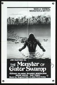 2n679 JOE PANTHER 23x35 one-sheet movie poster R80 wacky art of man vs The Monster of Gator Swamp!