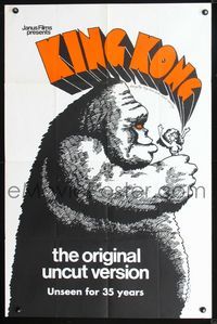 2n686 KING KONG one-sheet poster R68 great different campy comic artwork of giant ape holding girl!
