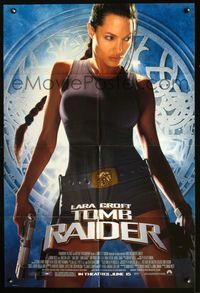 2n695 LARA CROFT TOMB RAIDER int'l advance 1sheet '01 sexy Angelina Jolie, from popular video game!