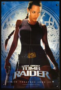 2n696 LARA CROFT TOMB RAIDER teaser one-sheet '01 sexy Angelina Jolie, from popular video game!