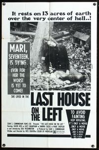 2n697 LAST HOUSE ON THE LEFT one-sheet '72 first Wes Craven, it's only a movie, it's only a movie!