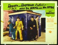 2n045 ABBOTT & COSTELLO MEET DR. JEKYLL & MR. HYDE lobby card #7 '53 Lou as monster meets real one!