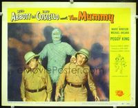 2n051 ABBOTT & COSTELLO MEET THE MUMMY movie lobby card #2 '55 best image of Bud & Lou with monster!