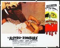 2n062 ASTRO-ZOMBIES lobby card #3 '68 great horror image of half-dressed girl attacked with knife!